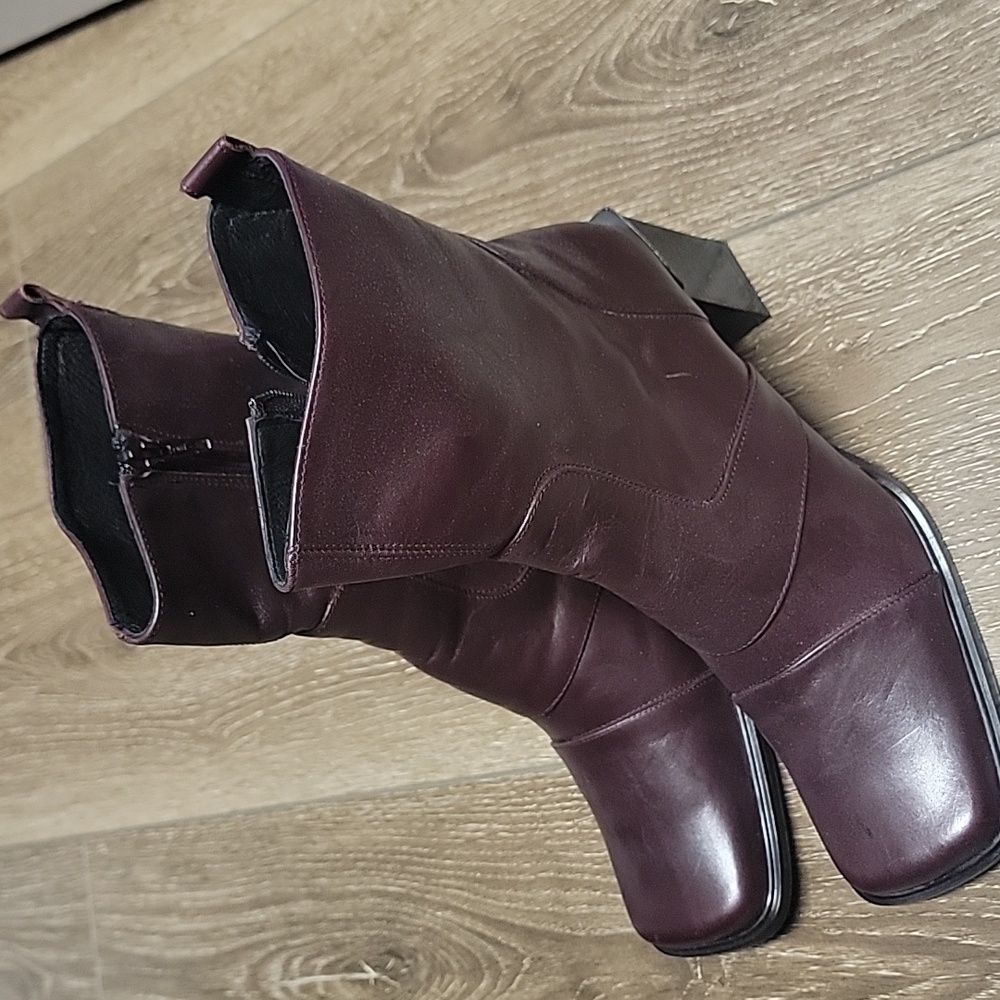 Andrew Stevens 39 Women's Burgundy Leather Ankle Boots